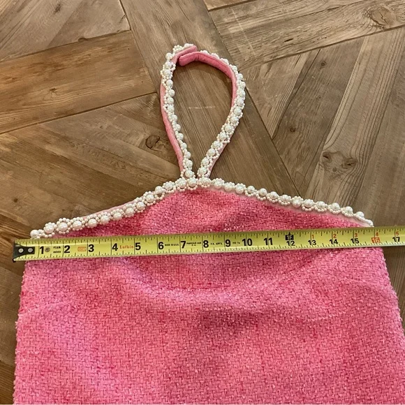 Hyacinth House by Tuckernuck Pink Pearl Halter Mini Dress - Picture 6 of 7